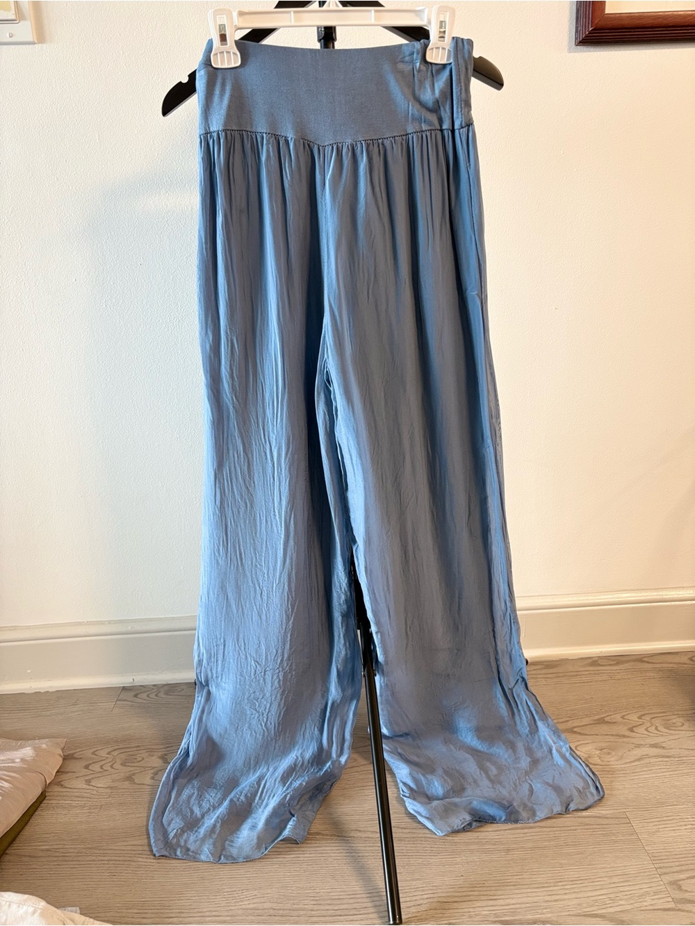 Scandal Italy Wide-Leg Light Blue Women's Pants